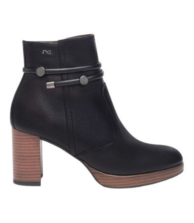NeroGiardini botin con plataforma y tacon 7,5 cm con detalles caña made in italy