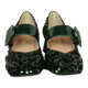 zapato pulsera con punta cuadrada en lentejuelas tacon 5 cm