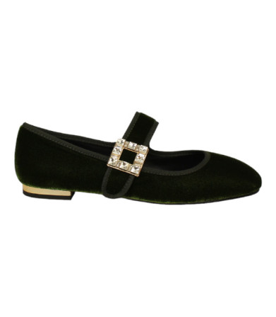 zapato mercedes terciopelo con tacon cromado