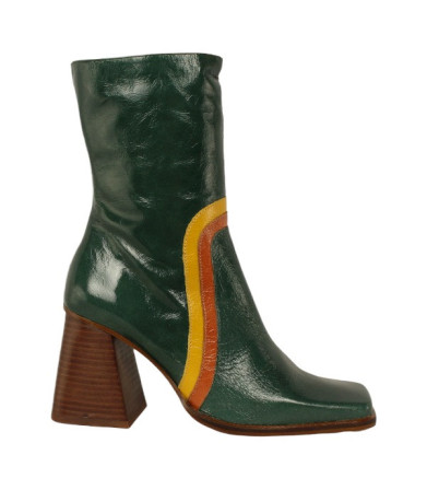 botin tacon geometrico y punta cuadra combinado años 60 fabricado en españa