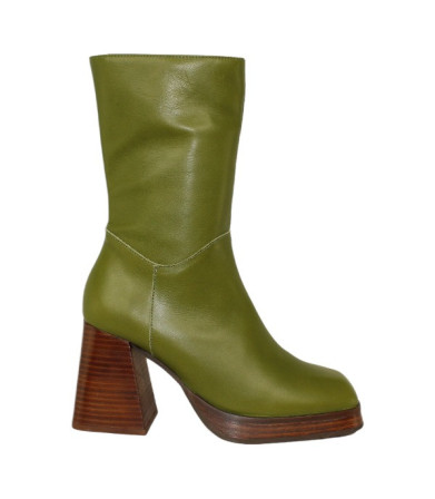 botin con plataforma y punta cuadrada tacon forrado suela