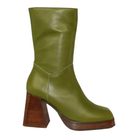 botin con plataforma y punta cuadrada tacon forrado suela