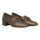 mocasin con estribo  tacon 3cm piel curticion vegetal acabado metal fabricado españa