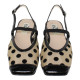 bailarina abierta tacon 3 cm en rejilla estampada topos