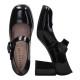 zapato con pulsera fabricacion plataforma en piel charol linea tokio