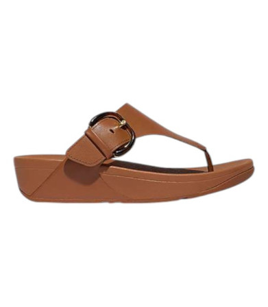 Fitflop LULU Resin-Buckle Leather Toe-Post Tan