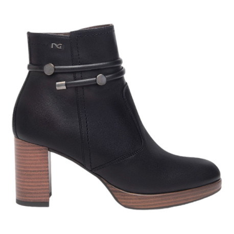 NeroGiardini botin con plataforma y tacon 7,5 cm con detalles caña made in italy