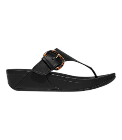 Fitflop LULU Resin-Buckle Leather Toe-Post Black