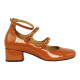zapato tacon 4 cm con triple hebilla piel charol