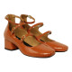 zapato tacon 4 cm con triple hebilla piel charol