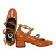 zapato tacon 4 cm con triple hebilla piel charol