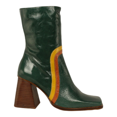 botin tacon geometrico y punta cuadra combinado años 60 fabricado en españa