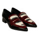 mocasin combinado con copete piel print animal tacon 4