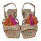 sandalia piel multi con pompon combinado