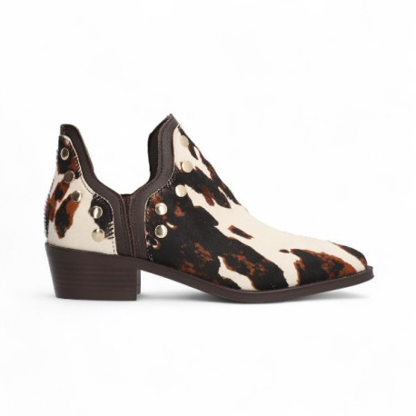 botin cowboy con remaches piel print animal  linea cecile