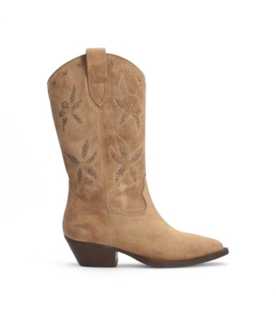 bota cowboy linea western con caña bordada