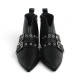 botin tacon 5 cm con hebillas y remaches con piso cerco