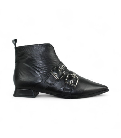 botin tacon 5 cm con hebillas y remaches con piso cerco