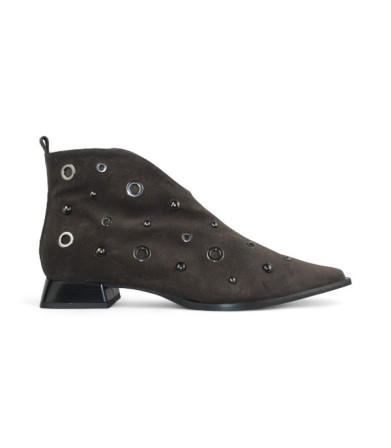 botin piel velour tacon 4 cm con ojetes metal